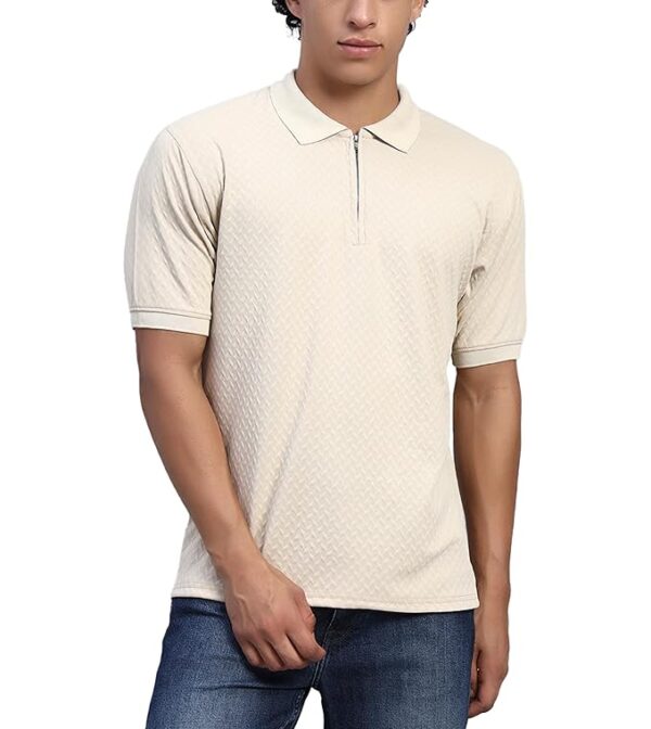 Men's Polo Neck T-Shirt with Chain, Collar - Image 5
