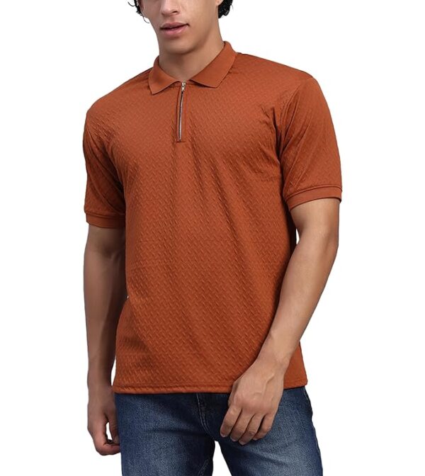 Men's Polo Neck T-Shirt with Chain, Collar - Image 4